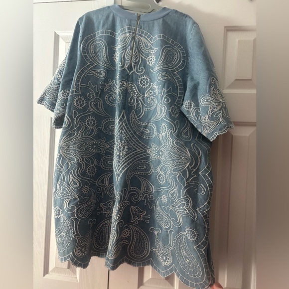 Free People Denim Blue Dress with White Embroidery - Picture 6 of 7